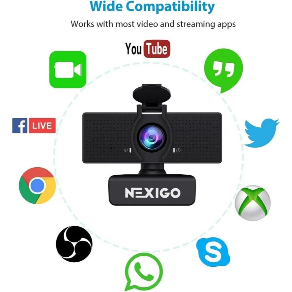 NexiGo N60 1080P Webcam with Microphone, Adjustable FOV, Zoom, Software